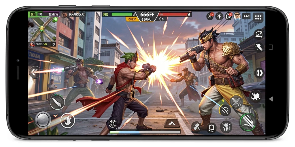 Tampilan aksi seru dalam gameplay <strong>666FF</strong>.