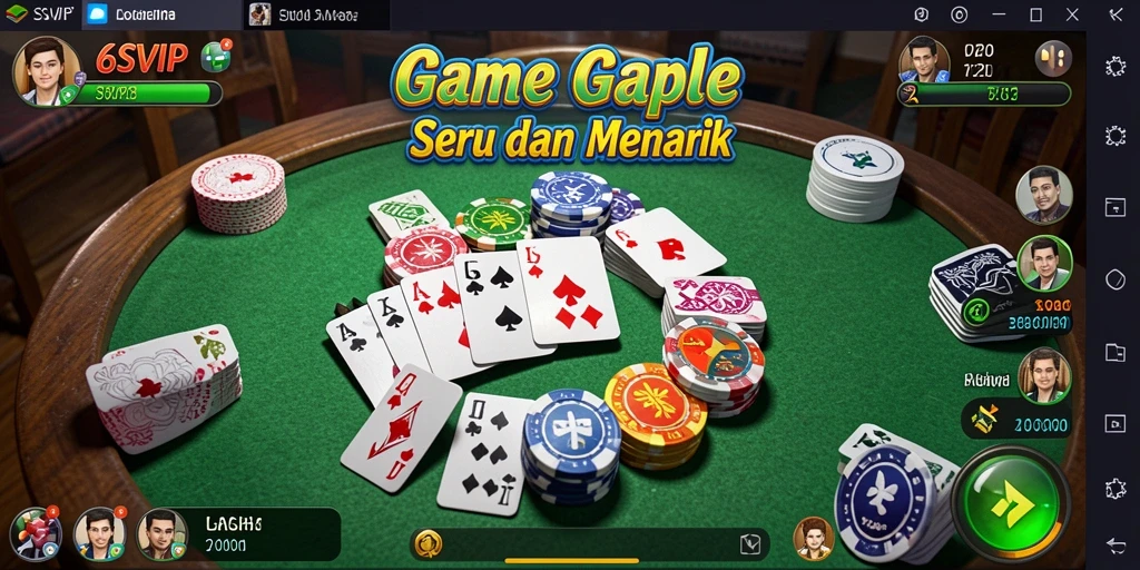 Screenshot gameplay Gaple di aplikasi 6SVIP, menunjukkan suasana seru.