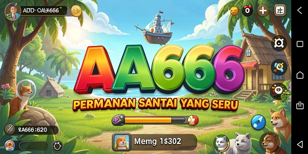Screenshot utama AA666 menunjukkan gameplay yang penuh warna dan menyenangkan.