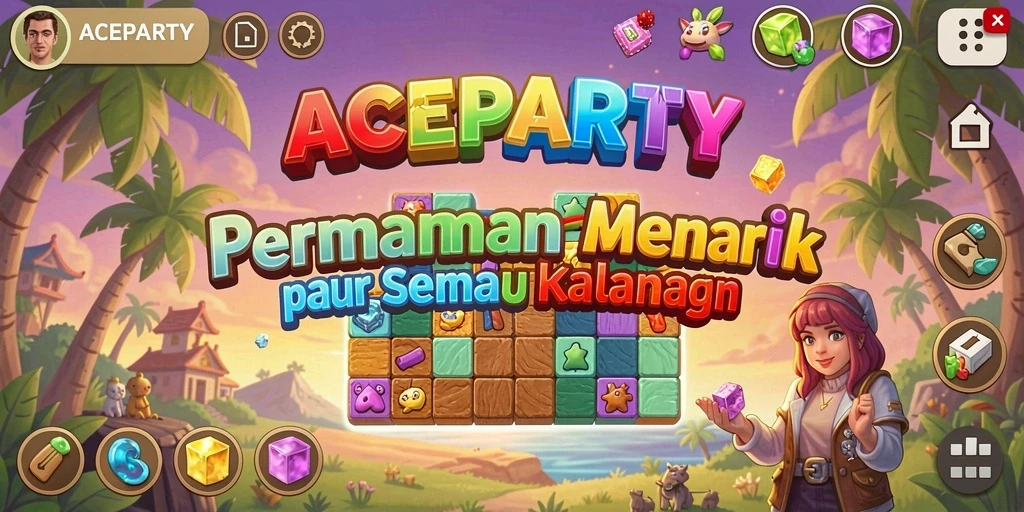 Tampilan gameplay ACEPARTY dengan teka-teki yang menantang.