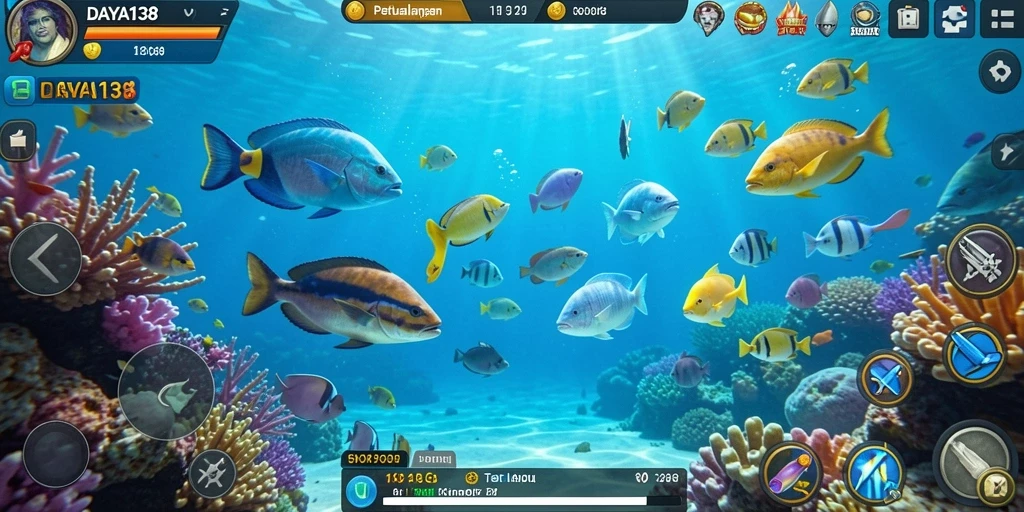 Tampilan gameplay Tembak Ikan yang seru dan penuh warna.