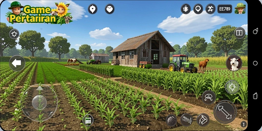 Gameplay seru di EE789 dengan aktivitas bertani yang penuh warna.