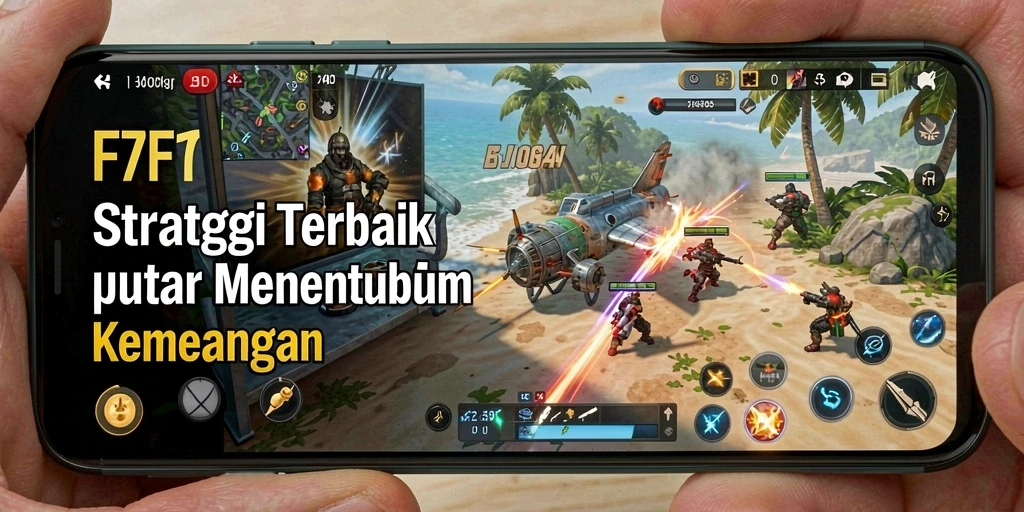 Tampilan gameplay menakjubkan dari F7F7 yang menunjukkan strategi pertarungan.