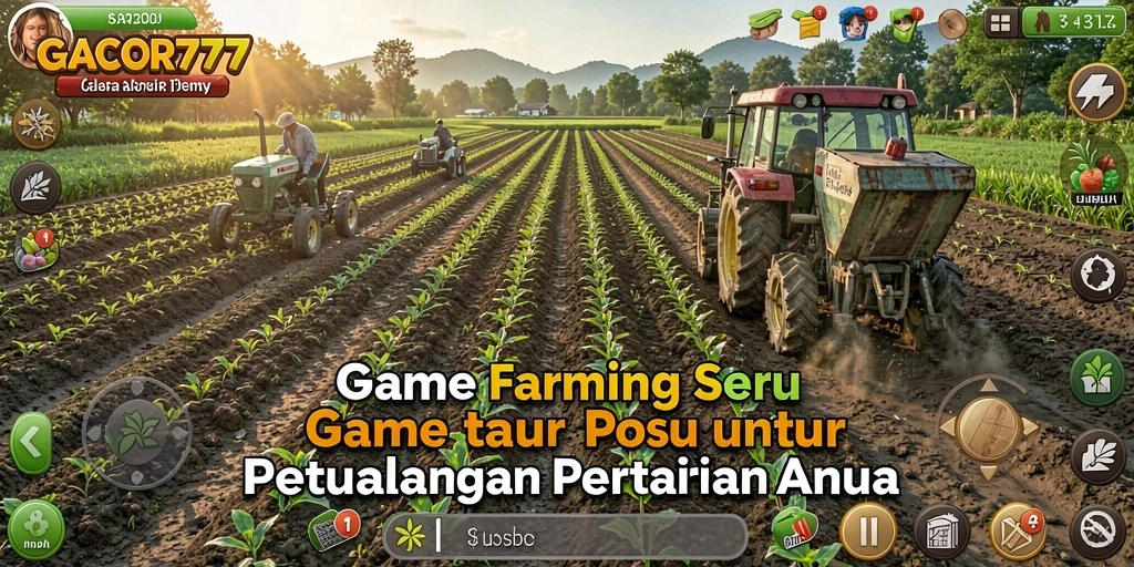 Screenshot gameplay GACOR777 menampilkan suasana pertanian yang ceria.