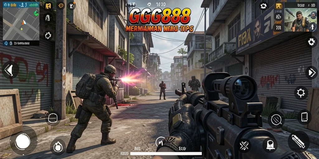 Tampilan gameplay GGG888 dengan aksi TPS yang mendebarkan.