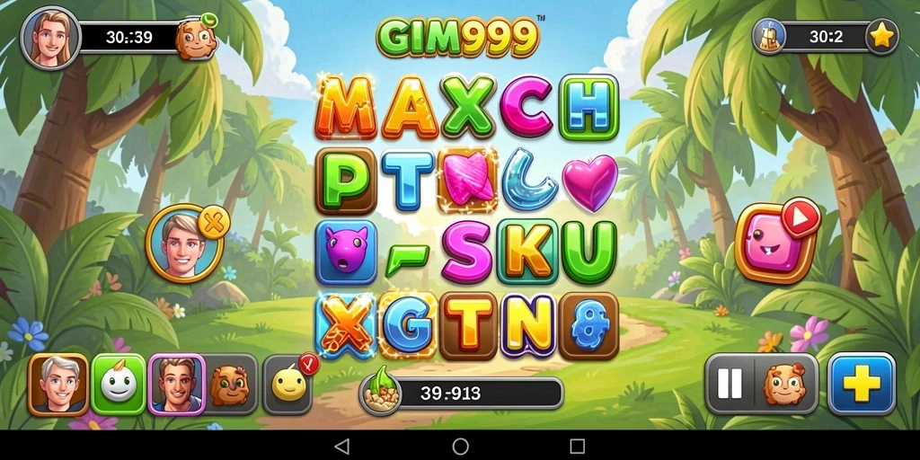 Screenshot GIM999 yang menampilkan gameplay Match-3 yang seru.