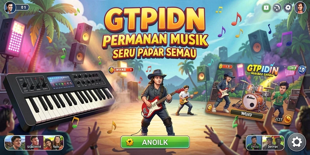 Tampilan gameplay seru GTPIDN dengan berbagai lagu musik.