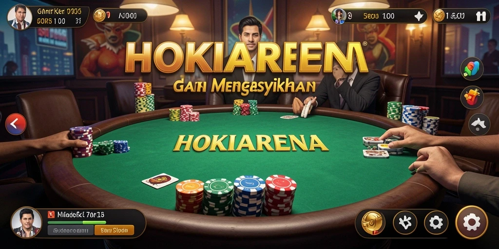Tampilan gameplay HOKIARENA yang mendebarkan dalam bermain Poker.