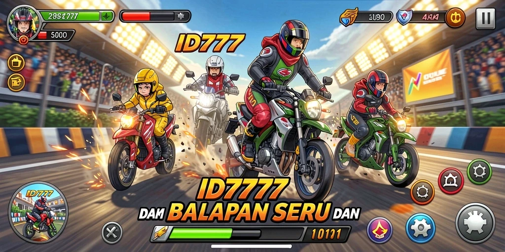 Tampilan gameplay menegangkan dalam balapan mobil di ID777.