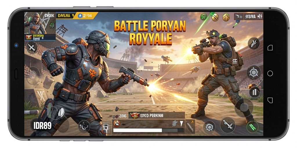 Gameplay seru dan penuh aksi di IDR89 Battle Royale.