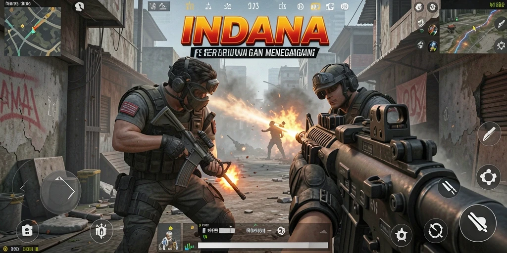Gameplay seru dan menegangkan di INDAAA dengan berbagai senjata modern.