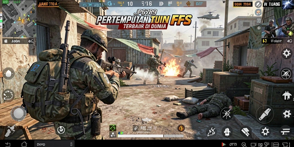 Tangkapan layar menunjukkan aksi intens permainan FPS JP6789.