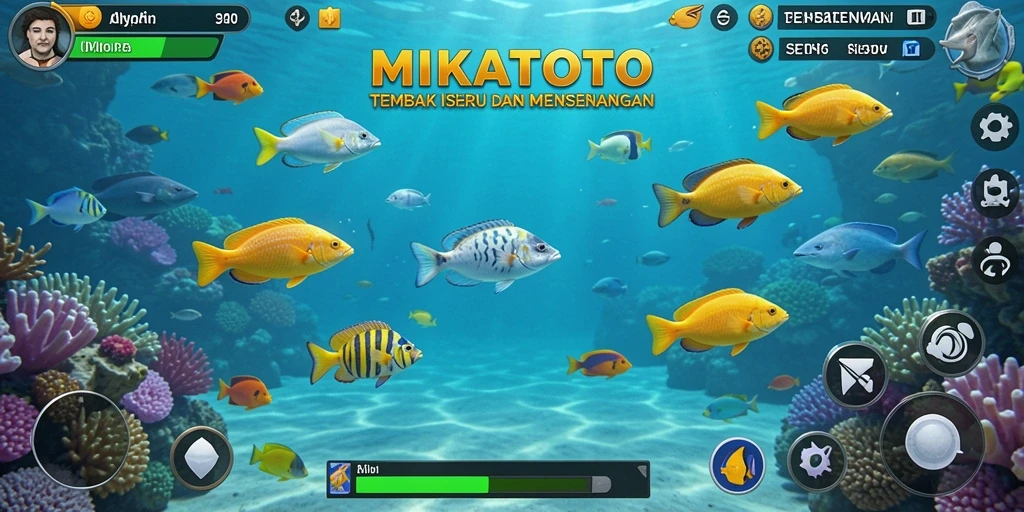 Screenshot gameplay MIKATOTO menampilkan aksi tembak ikan yang seru.