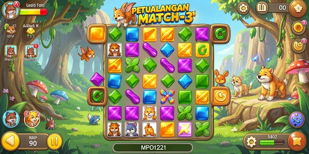 Tampilan gameplay MPO1221 yang seru dan penuh warna.