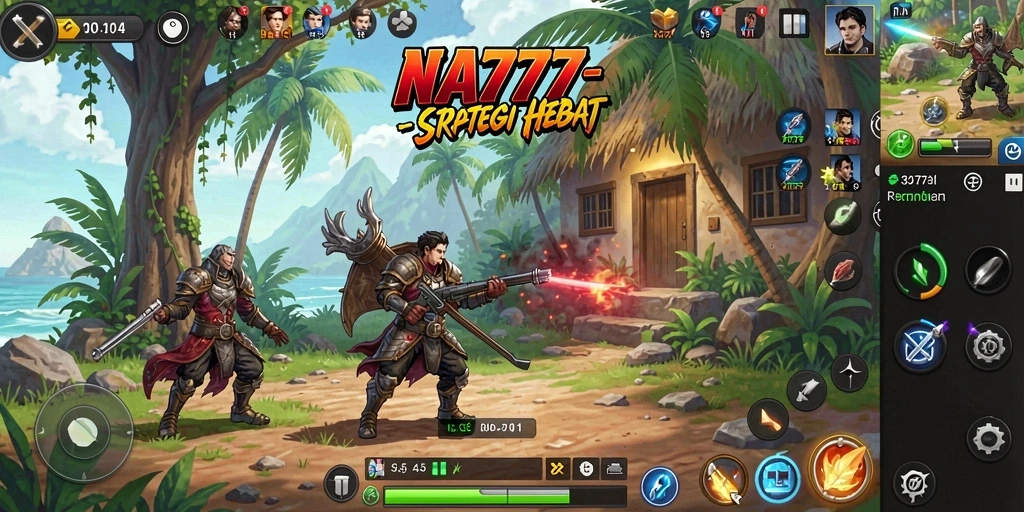 Tangkapan layar gameplay NA777 menunjukkan aksi strategi yang intens.