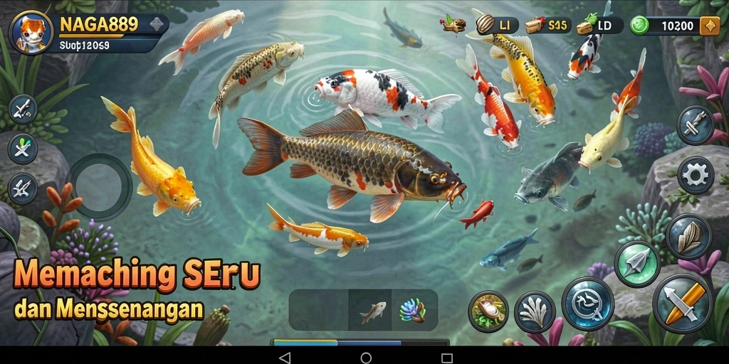 Screenshot gameplay NAGA889 dengan aksi memancing yang mendebarkan.