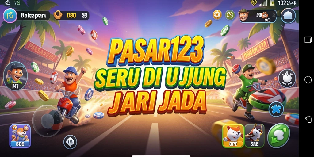 Screenshot menampilkan aksi balapan seru di PASAR123.