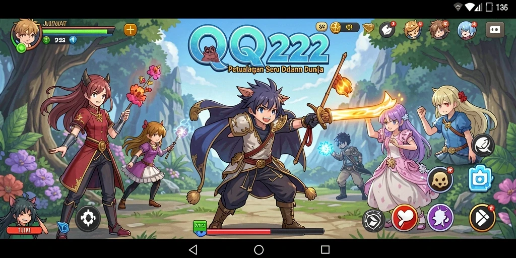 Tampilan gameplay seru di dunia Anime QQ222 dengan karakter unik.