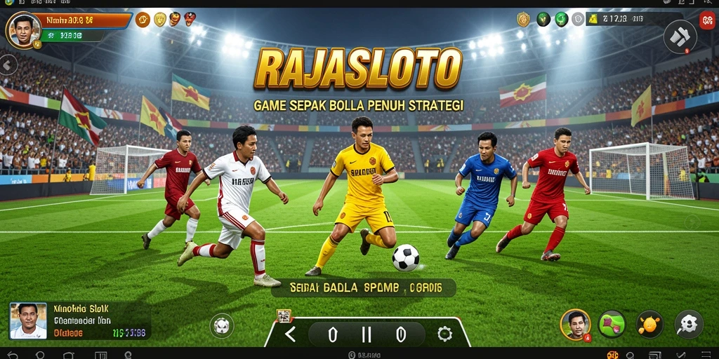 Tampilan gameplay menegangkan dalam RAJASLOTO dengan aksi sepak bola nyata.