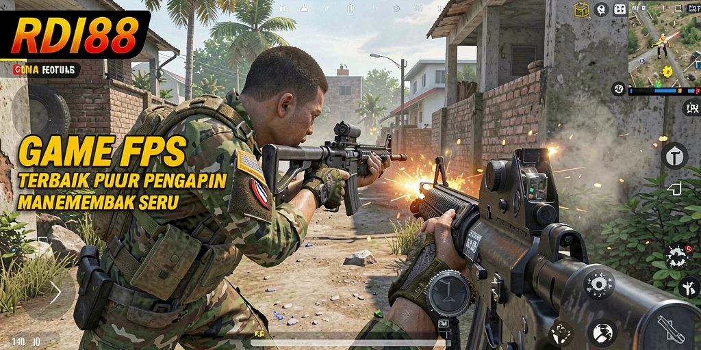Screenshot utama RDI88 menampilkan aksi mendebarkan dalam game FPS.