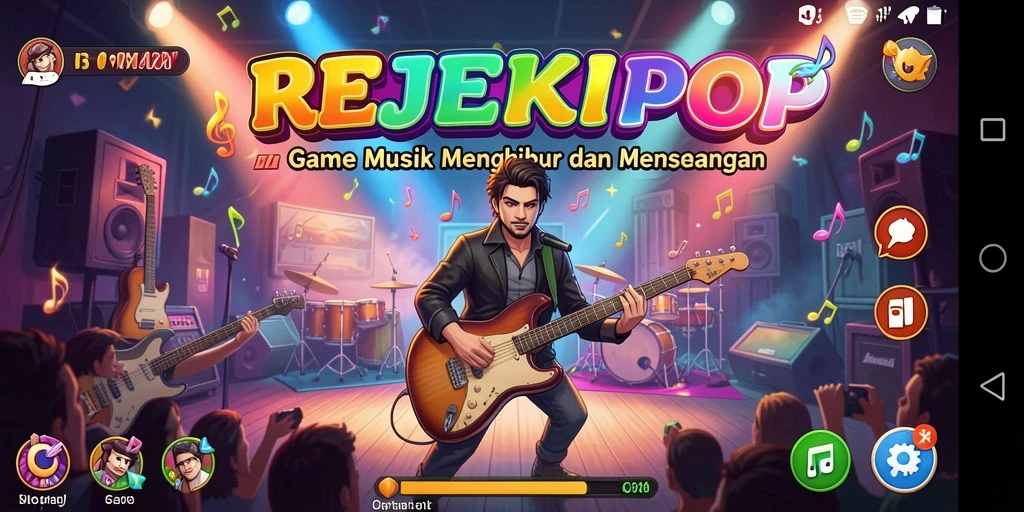 Screenshot gameplay REJEKIPOP menampilkan tantangan musik yang mendebarkan.