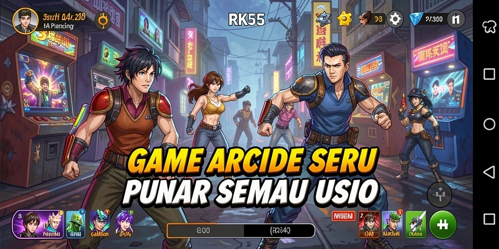 Tampilan seru gameplay RK55 yang menantang dan menghibur.