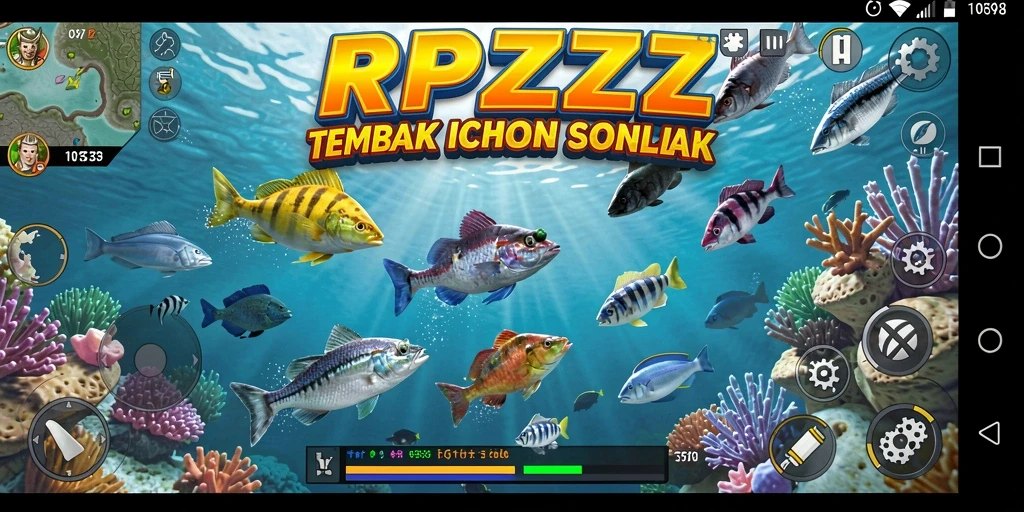 Screenshot gameplay RPZZZ menampilkan serunya menembak ikan.