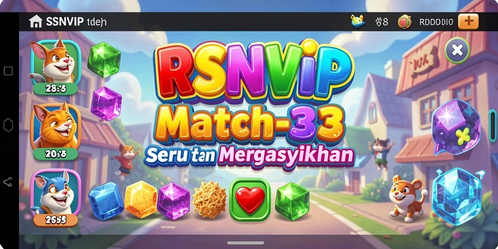 Tampilan utama RSNVIP menampilkan gameplay menantang Match-3.