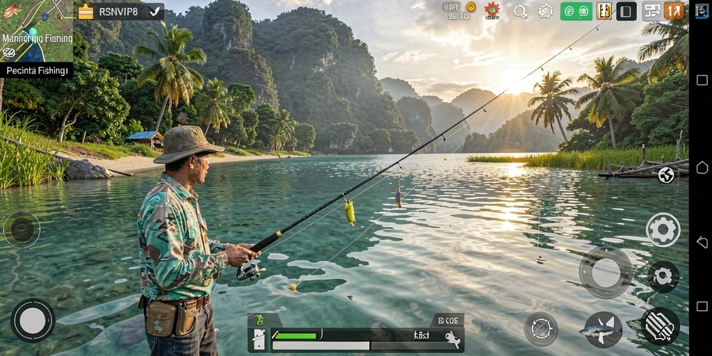 Tampilan gameplay RSNVIP8 yang menarik saat memancing berbagai jenis ikan.