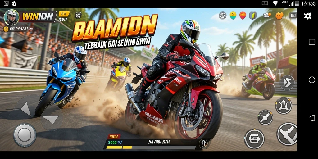 Tampilan gameplay balapan motor yang mendebarkan di WINIDN.