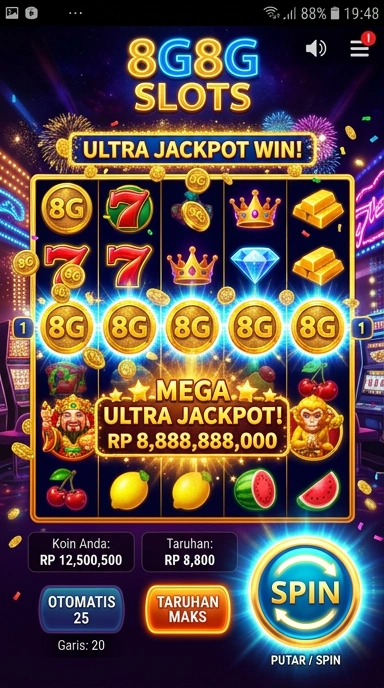 Tampilan halaman utama 8g8g yang menarik.